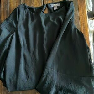 A Pea in the Pod|Maternity Black Crepe Dress Mid Length with Bell Sleeves Size L